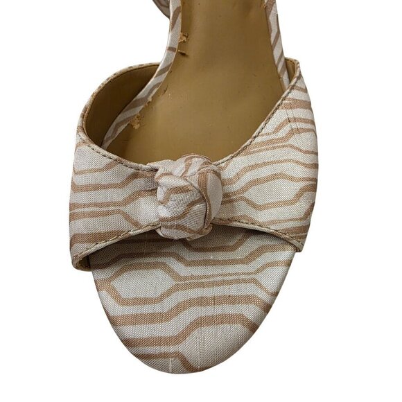 Ann Taylor Womens Open-Toe Heels With Knotted Bow Beige & White Size 8 - Picture 7 of 16